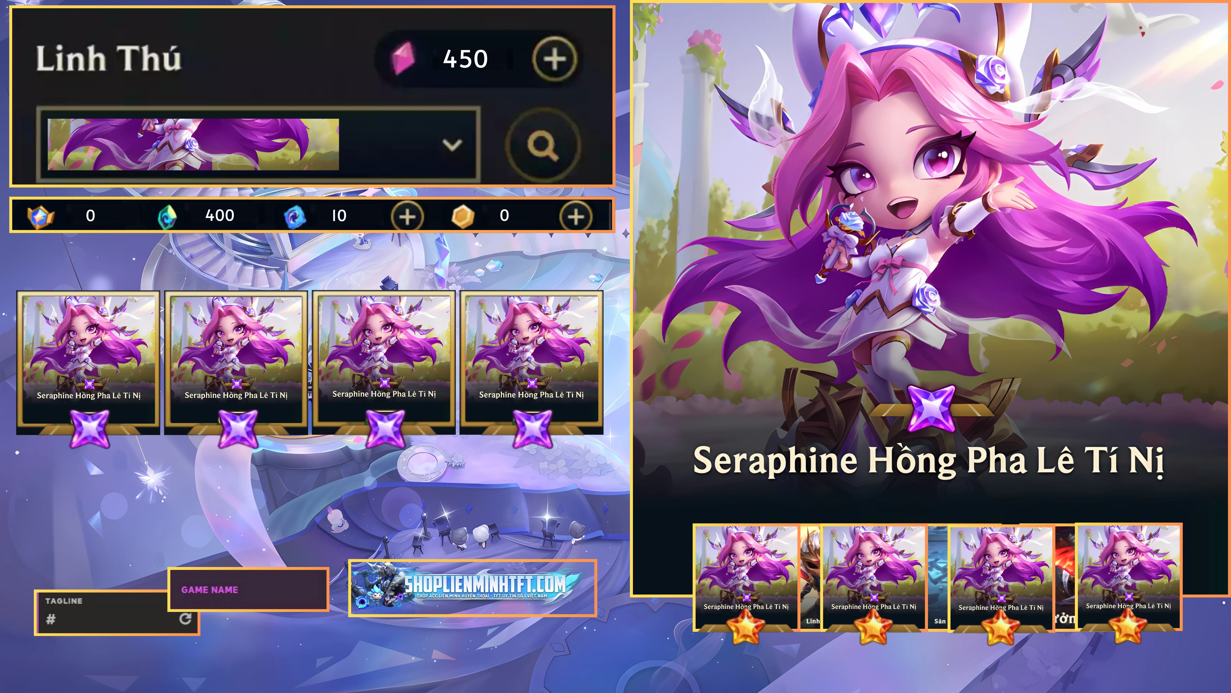 SERAPHINE HỒNG PHA LÊ TÍ NỊ ACC CLONE